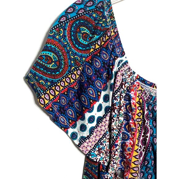 Kristin Nicole Off The Shoulder Ruffle Top Blouse XL Paisley Hippie Boho Artsy - Picture 6 of 10